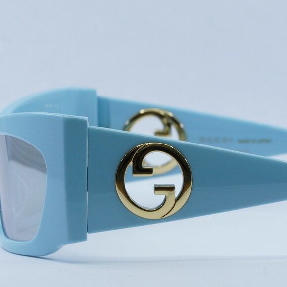 NEW GUCCI GG1412S 005 LIGHT BLUE /SILVER MIRROR SUNGLASSES - Picture 5 of 11
